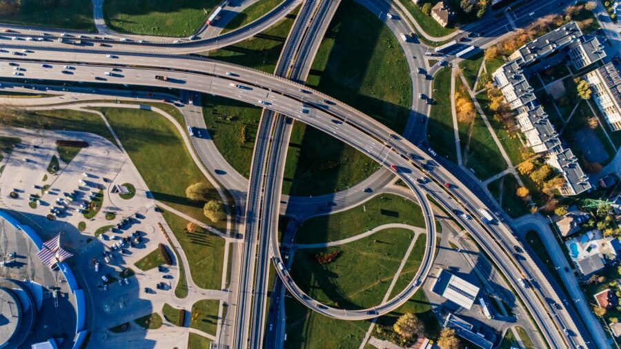 Roads, aerial view