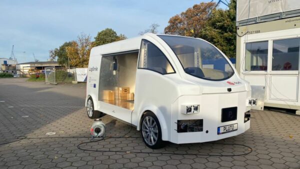 An autonomous hub vehicle during a pilot demonstration